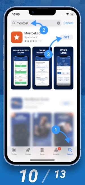 MostBet instructions for downloading the iOS app