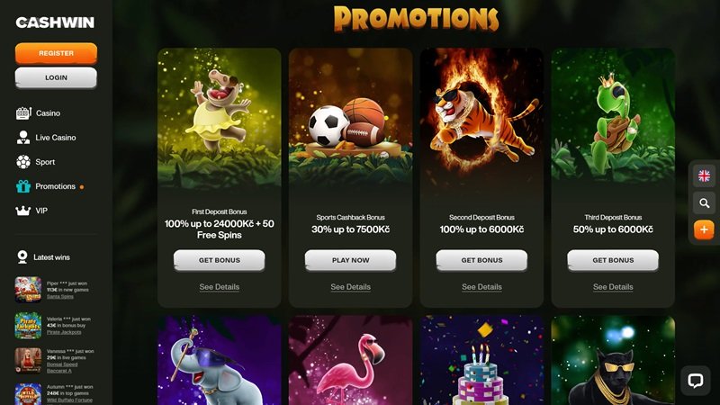 CashWin online casino website