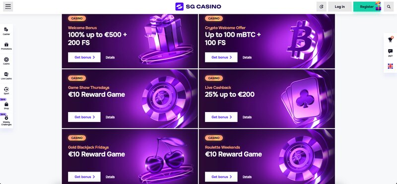 SG casino bonuses