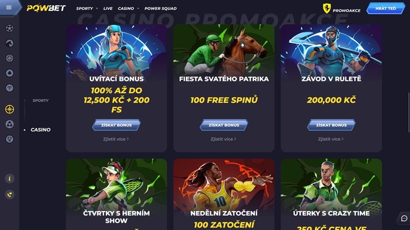 Powbet casino bonusy