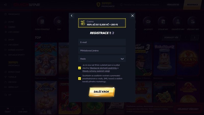 QuickWin casino registrace