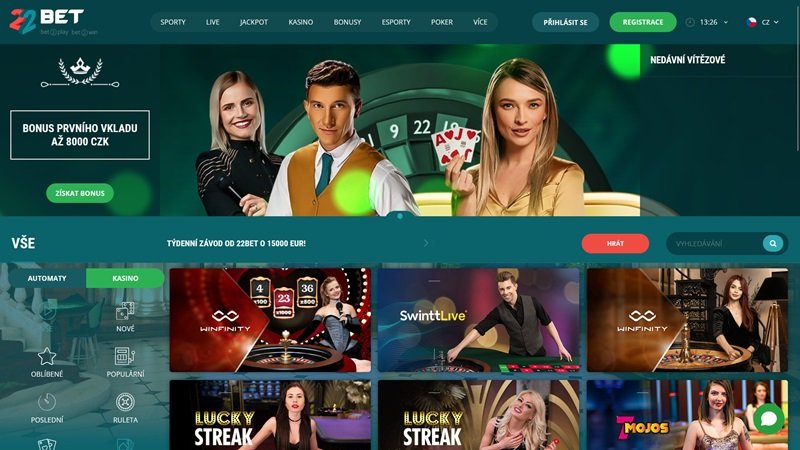 22BET live casino