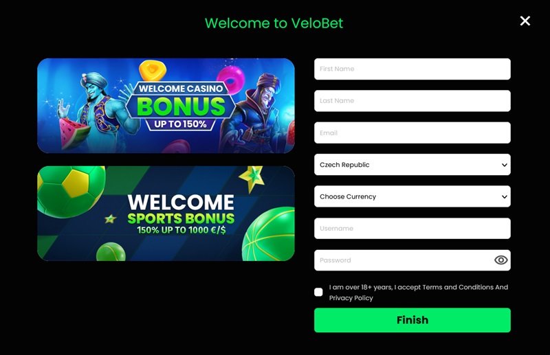 Velobet casino registration