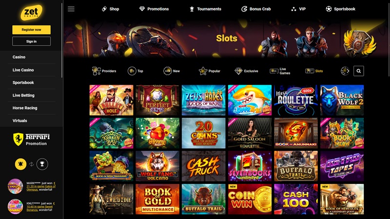 ZetCasino slot machines