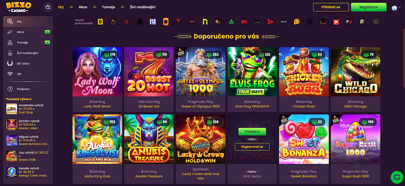 Bizzo Casino a jeho nabídka výherních automatů