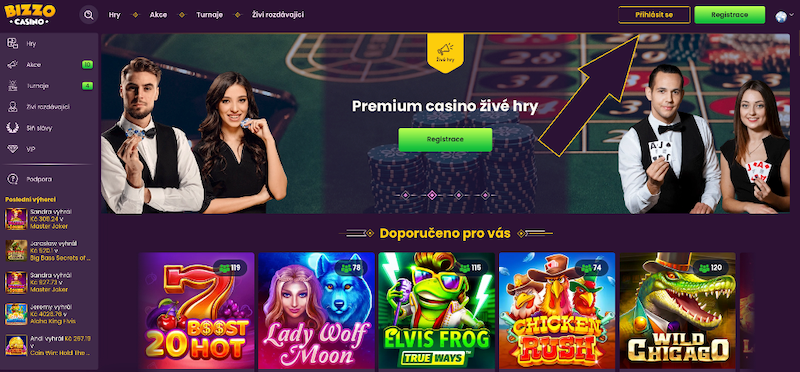 Jak se přihlásit do online casina Bizzo Casino?