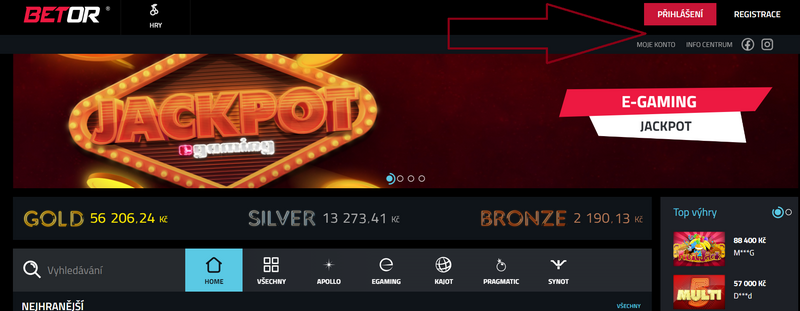 Betor casino přihlášení