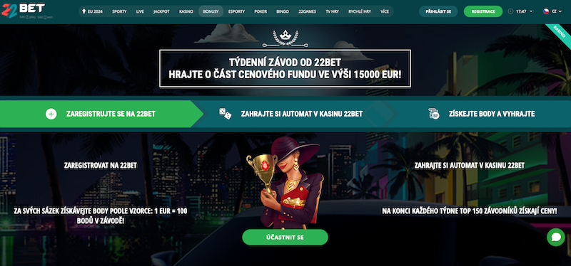 Týdenní závod je jednou z mnoha promoakcí casina 22BET