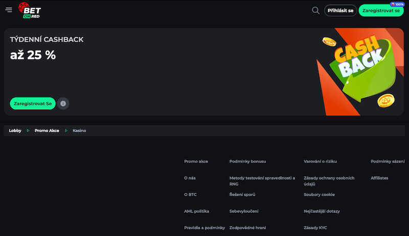 Týdenní cashback v online casinu BetOnRed