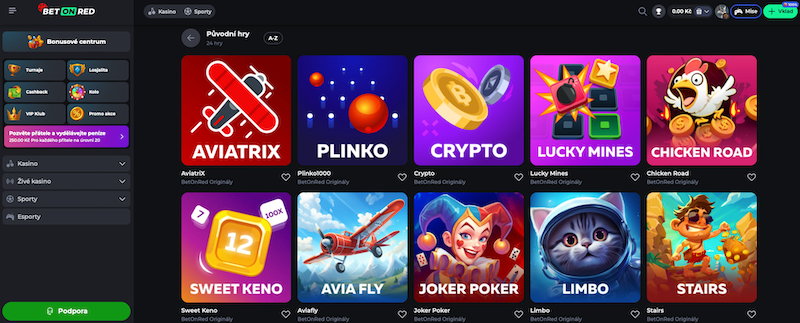 Original games at BetOnRed online casino