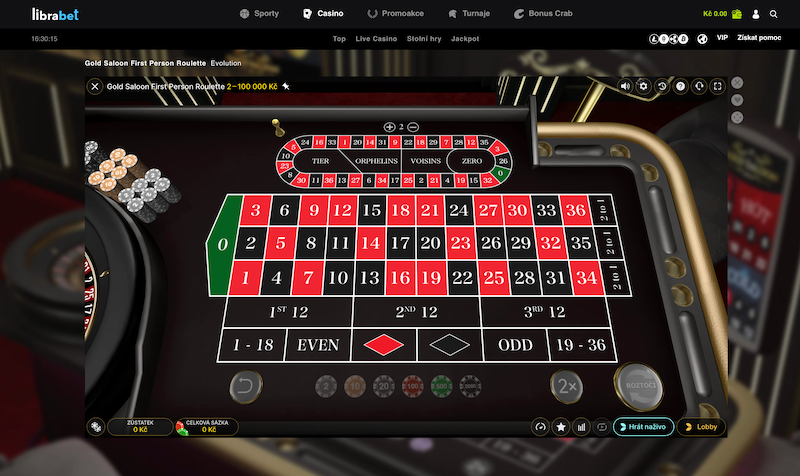 Ruleta v live sekci casina LibraBet