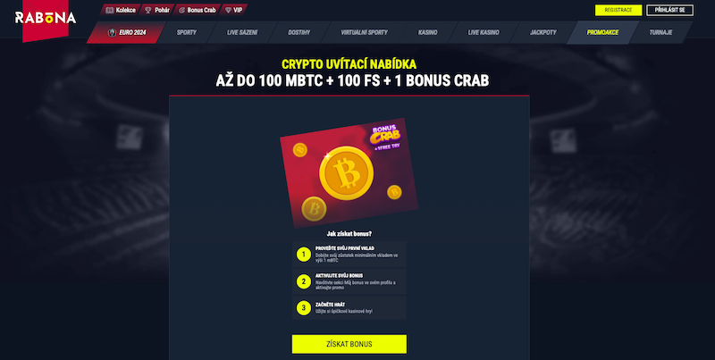 Crypto uvítací bonus v online casinu Rabona