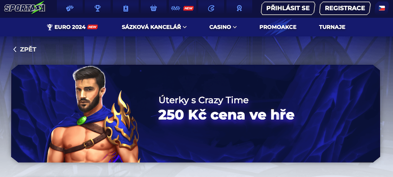 Promoakce Úterky s Crazy Time v online casinu Sportaza