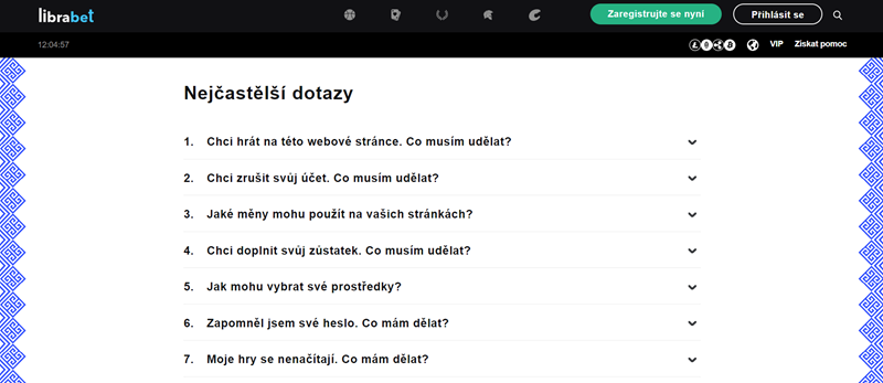 Librabet časté dotazy úvodní strana