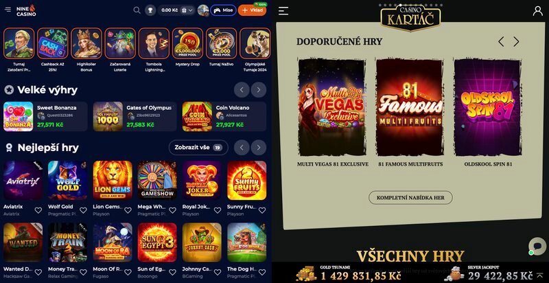 Důvody, proč je NineCasino lepší než Casino Kartáč