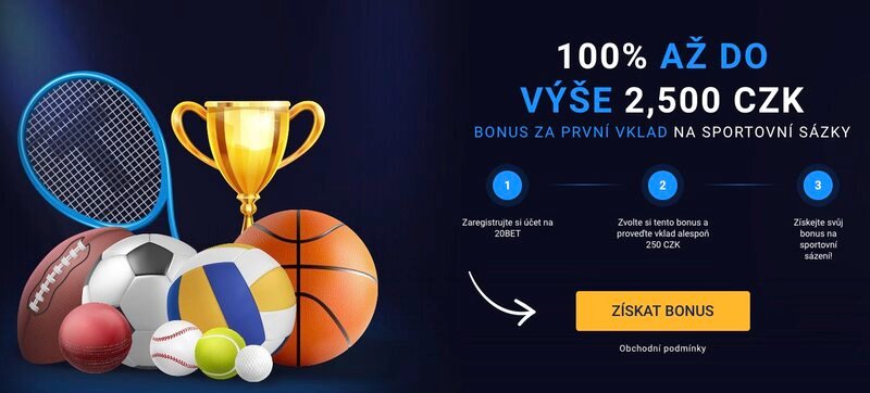 20BET Bonus k prvnímu vkladu 2 500 Kč