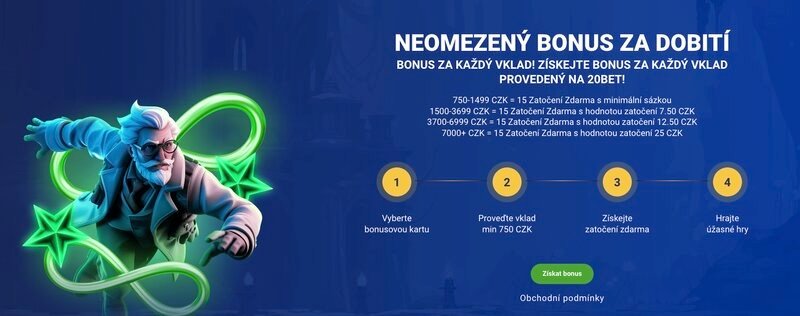 20BET Neomezený bonus