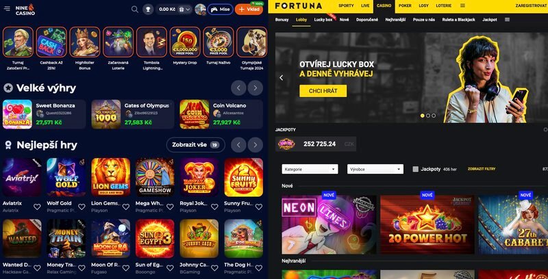 Důvody, proč je NineCasino lepší než casino Fortuna