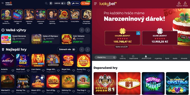 Důvody, proč je NineCasino lepší než casino LuckyBet