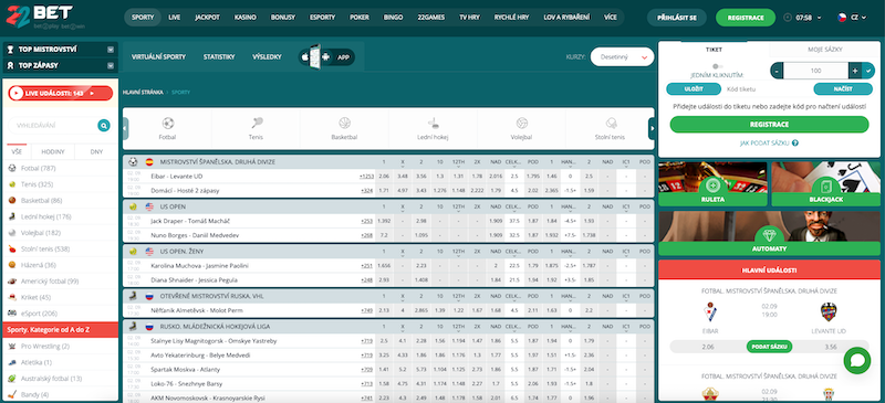 Jak začít sázet v sázkové kanceláři 22BET?