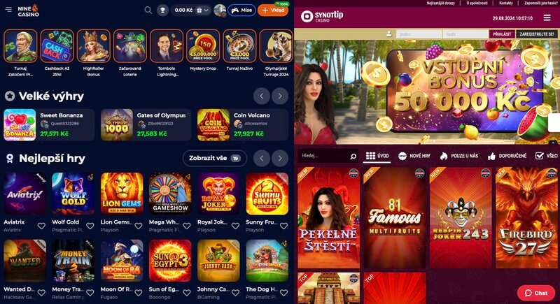 Důvody, proč je NineCasino lepší než casino SYNOTtip