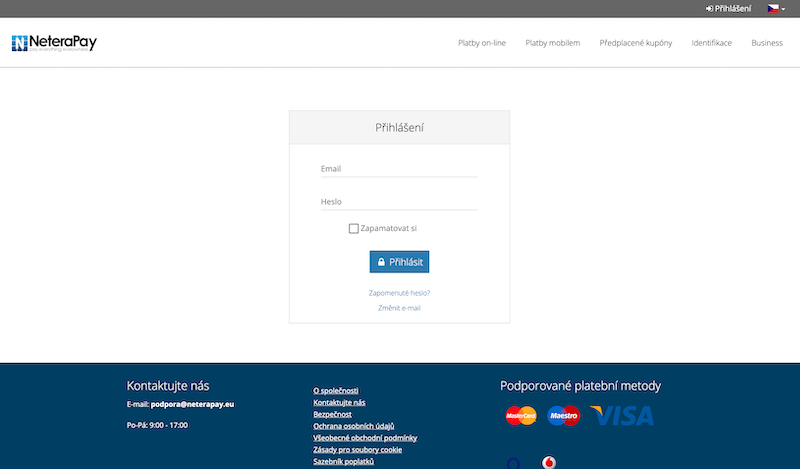 Neterapay přihlášení
