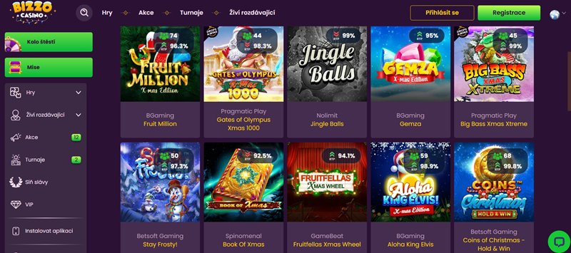 Bizzo Casino vánoční automaty