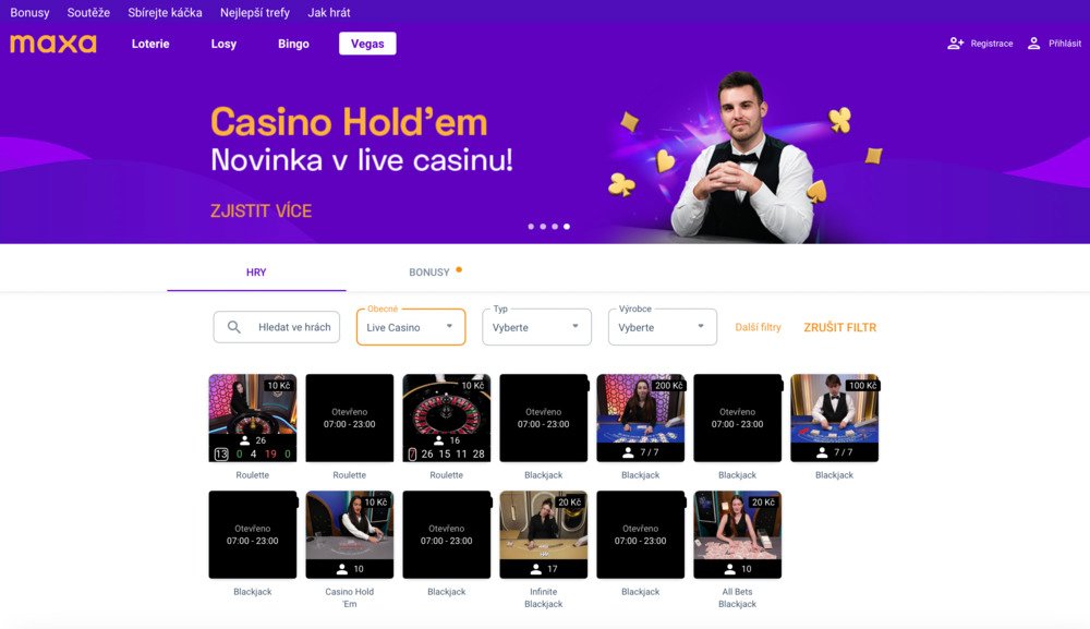 Maxa live casino náhled